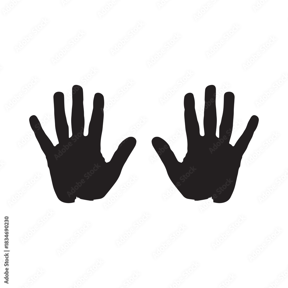 Fototapeta premium Black hand right and left human icon concept print design.