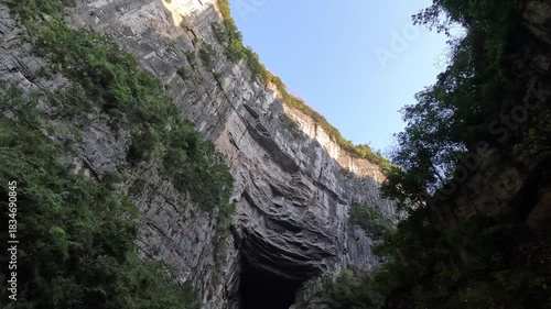Three Natural Bridges at Wulong Karst Geological Park, Chongqing, China It is natural limestone arches situated in a deep canyon, carved by flowing water.