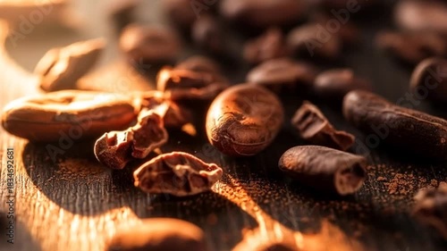 Unveiling the Richness - A Close-Up of Raw Cacao Beans.