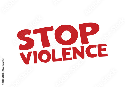 Stop Violence stamp grunge red on white background. Print vector design.