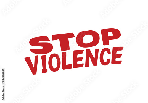 Stop Violence stamp grunge red on white background. Print vector design.