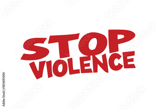 Stop Violence stamp grunge red on white background. Print vector design.