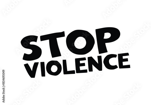 Stop Violence stamp grunge red on white background. Print vector design.