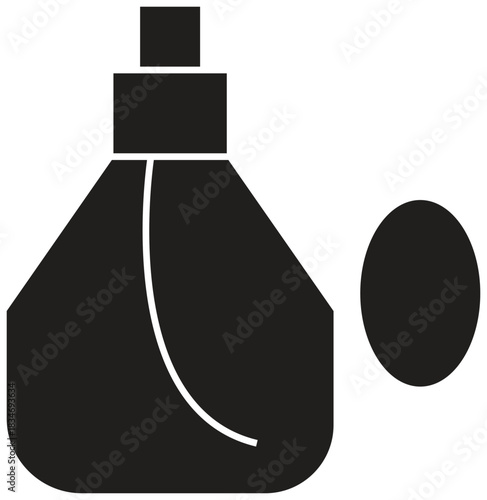 Vintage perfume atomizer silhouette icon for fragrance packaging isolated on transparent background.