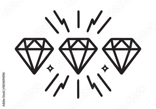 Diamond icon crystal jewelry fashion vector black design.