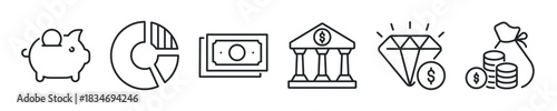 Finance thin line icon set. Web minimal editable stroke icons