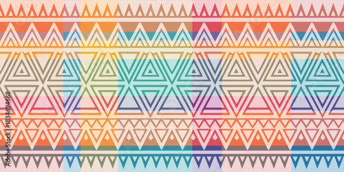 Seamless pattern, ethnic background, geometric ornament, vector design, border