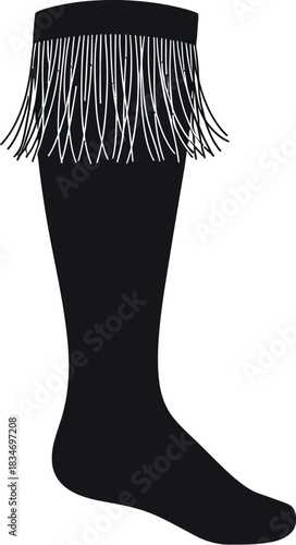Christmas stocking silhouette with decorative fringe top