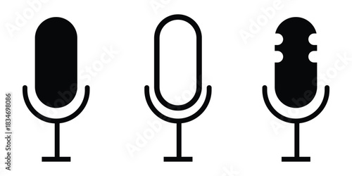 Microphone icon set. Different microphone collection. podcast icon vector. Voice vector icon, Record. Microphone - recording Studio Symbol. Vector 
