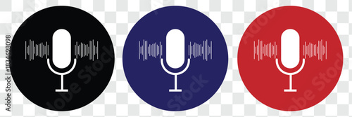 Microphone icon set. Different microphone collection. podcast icon vector. Voice vector icon, Record. Microphone - recording Studio Symbol. Vector 