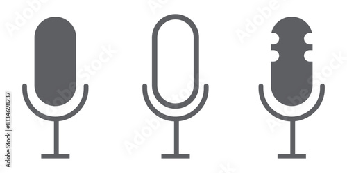 Microphone icon set. Different microphone collection. podcast icon vector. Voice vector icon, Record. Microphone - recording Studio Symbol. Vector 