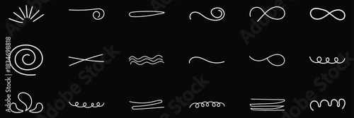 Vector hand drawn brush underline element set for accent, crayon texture emphasis element. Brush scribble underline. Marker pen line highlight swoosh stroke. Vector underline set. Doodle grunge lines.