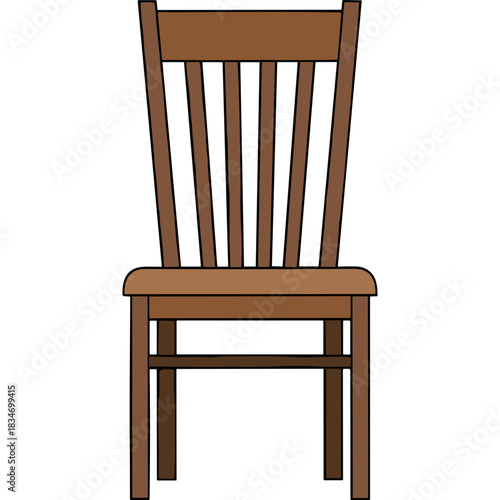 Classic Wooden Dining Chair With Spindle Back And Square Seat Simple And Elegant Furniture Design Isolated On Black Background Studio Shot