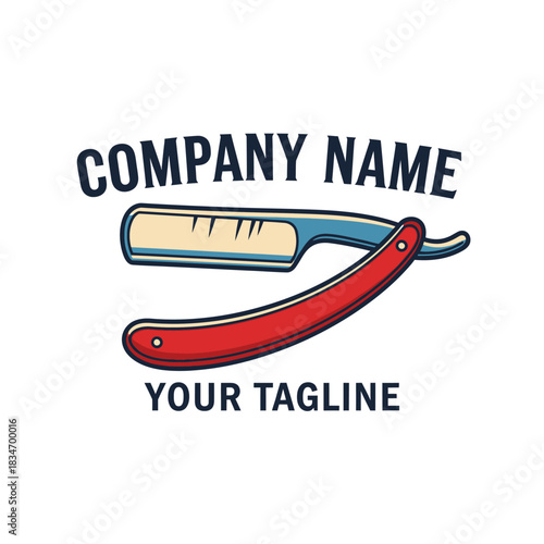 Classic Barber Shop Logo Design Featuring a Straight Razor and Elegant Style.