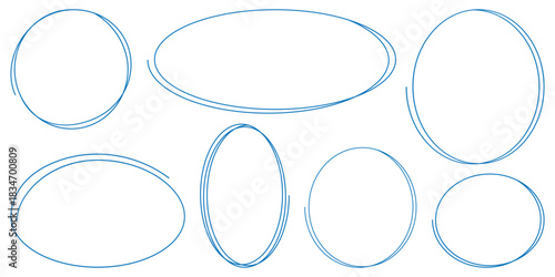 Hand drawn doodle and scribble circles collection.  Ellipses pencil doodle style set. Sketchy marker round elements for collage, poster, banner, cover. eps 10