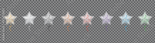 Red heart shaped balloons with confetti for birthday celebration