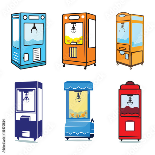 Collection of Colorful Claw Machine Illustrations