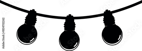 Three bulb string light silhouette with thick wire