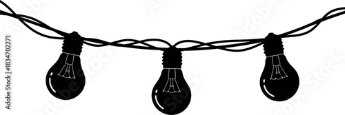 Three bulb string lights silhouette with thick wire