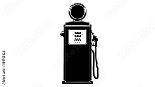 Vintage gas pump illustration, retro fueling station concept