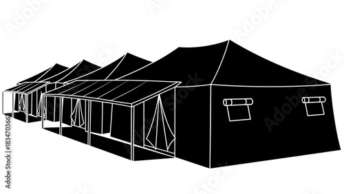 Temporary Shelter Structures A Series of Connected Military-Style Tents for Event or Emergency Use