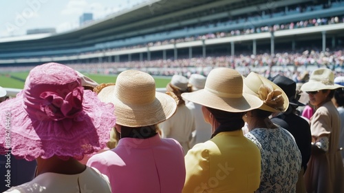 Elegant Crowd Adorned in Hats at a High Society Sporting Event