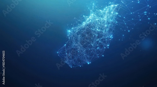 Abstract network connections illuminating dark blue space background