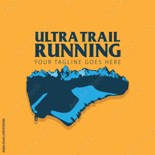 ultra trail running illustration image for logo vector