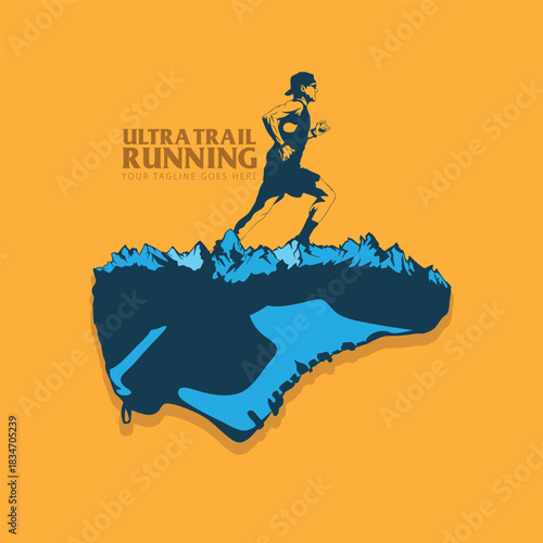 ultra trail running illustration image for logo vector