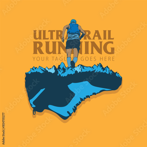 ultra trail running illustration image for logo vector