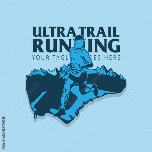 ultra trail running illustration image for logo vector