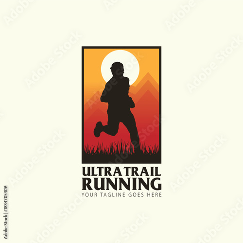 ultra trail running illustration image for logo vector