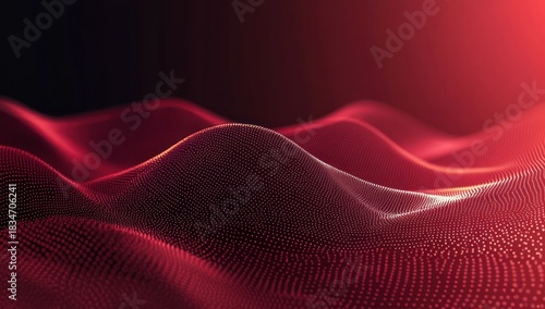 Abstract Dynamic Waveform Pattern with Sparkling Red Particle