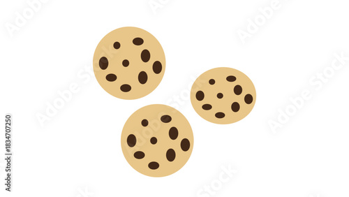Indulge in Deliciousness Fresh Baked Chocolate Chip Cookies, Perfect for Sweet Treats, Desserts, or Snack Time, Vector Style