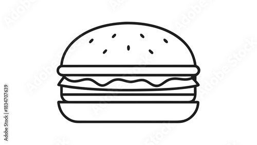 Craving a Classic? Minimalist Burger Icon for Menus and Design Projects, Perfect for Fast Food Branding and Restaurant Marketing, Originally a Vector