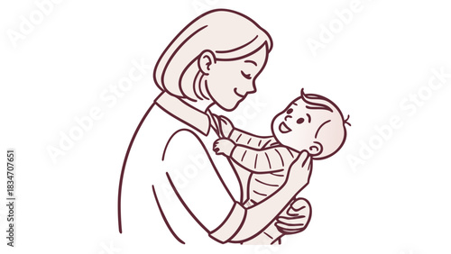 Loving mother gently holds her baby close in a heartwarming embrace, radiating pure joy and tenderness, perfect for family and parenting themes