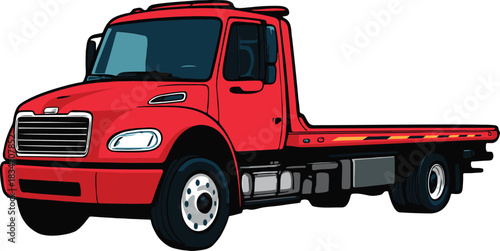 Tow Truck Vector Design in Red Color for Transport and Logistics