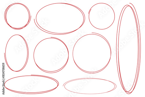 Hand drawn doodle circles set. Hand drawn circle line sketch set. Vector brush strokes circles of paint. eps 10
