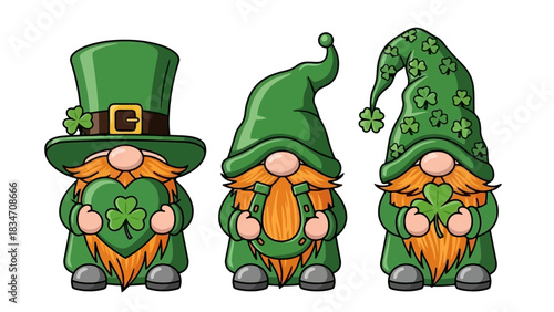 Set of three gnomes St patrick's 