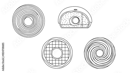 Circular Food Slicer Blades and Designs Vector Art Illustration