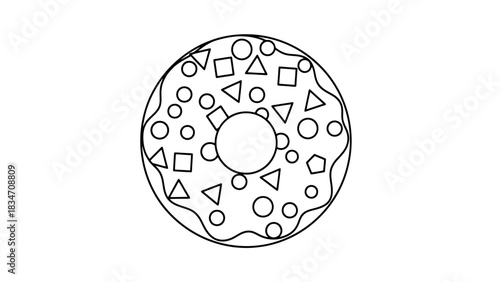 Delicious Sweet Ring Pastry with Colorful Sprinkles Vector Illustration