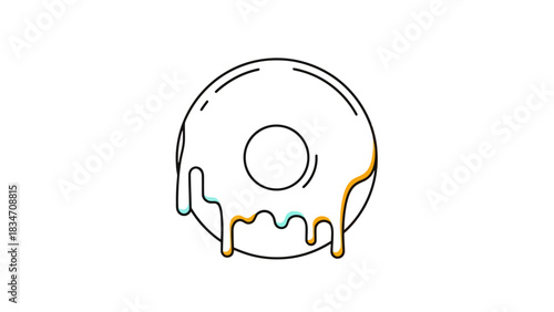 Minimalist Donut Icon with Dripping Glaze Sweet Treat Illustration