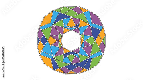 Colorful Geometric Abstract Ring Pattern with Bright Vibrant Colors and Polygonal Shapes