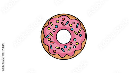 Sweet Pink Frosted Doughnut with Colorful Sprinkles Delicious Baked Treat