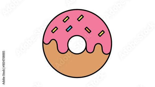 Delicious Pink Frosted Doughnut with Sprinkles Simple Sweet Treat Icon