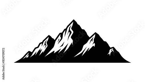Mountain Range Silhouette: Capturing the enduring allure of the high mountain in striking monochrome silhouette, where jagged peaks scrape the sky.