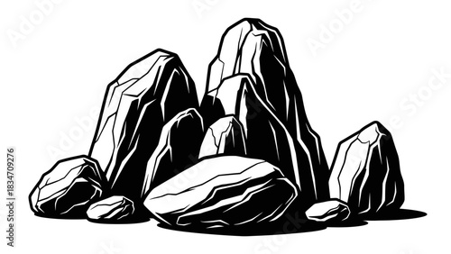 Rocks Formation in Nature: a group of rocks standing still under the natural light. evoking a sense of calm and a connection to the earth's enduring beauty.