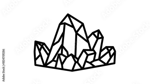 Crystal Cluster: An elegant illustration of a cluster of sparkling crystals, perfect for adding a touch of natural beauty and sophistication to any design.