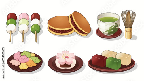 Enjoy delicious Japanese sweets and matcha green tea for a delightful afternoon tea experience that captures a moment of joy and cultural appreciation