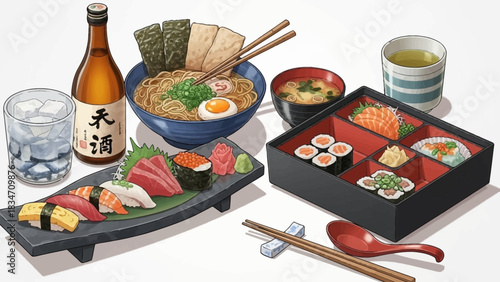 Enjoy authentic Japanese cuisine featuring fresh sushi, delicious ramen, and flavorful sake for a delightful culinary experience at your table